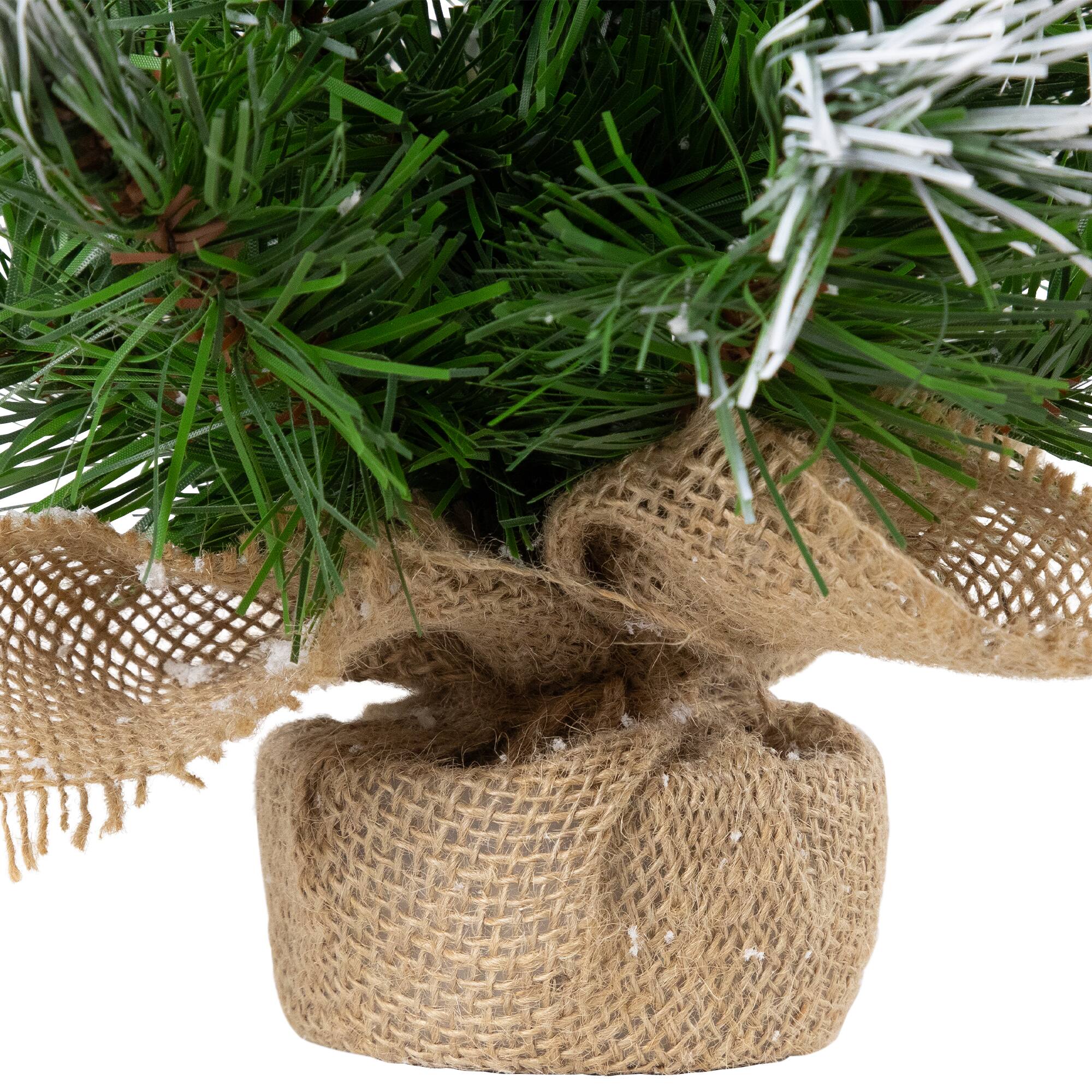 14" Unlit Whitecap Pine Artificial Mini Christmas Tree in Burlap Base